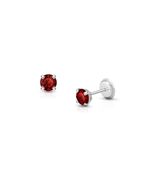 January Birthstone Studs, 4mm Swarovski® Crystal Teen's Earrings, Screw Back - 14K White Gold