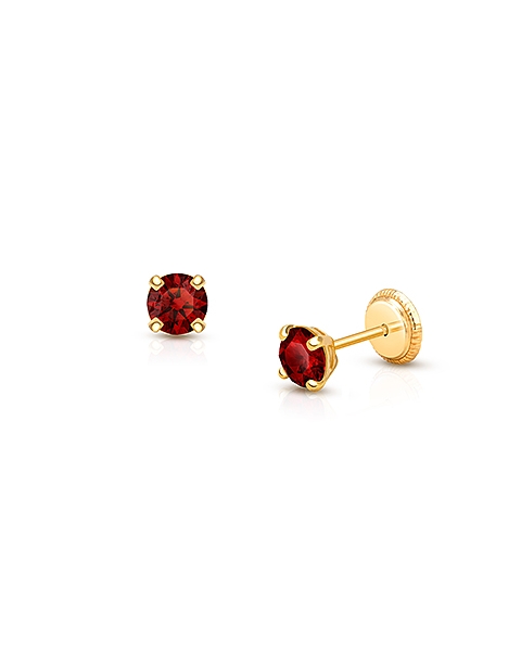 January Birthstone Studs, 4mm Swarovski® Crystal Teen's Earrings, Screw Back - 14K Gold