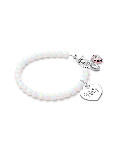 Opal Bracelet for Teens with Engravable Heart