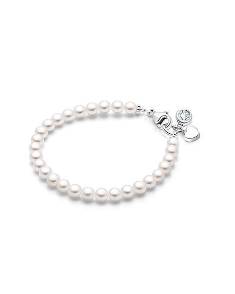 Solid Silver Pearl Bracelet for Girls Christening