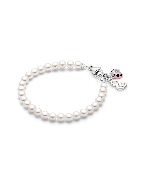 4mm Cultured Pearls, Baby/Children&#039;s Beaded Bracelet for Girls - Sterling Silver