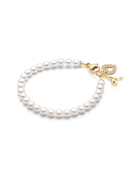 4mm Cultured Pearls, Baby/Children&#039;s Beaded Bracelet for Girls - 14K Gold
