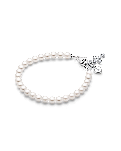 Solid Silver Pearl Bracelet for Girls Christening