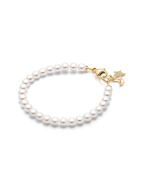 Solid 14K Gold Pearl Bracelet for Teen Girls