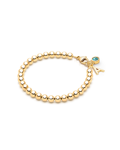 4mm Tiny Blessings Beads, Baby/Children&#039;s Beaded Bracelet for Boys - 14K Gold 