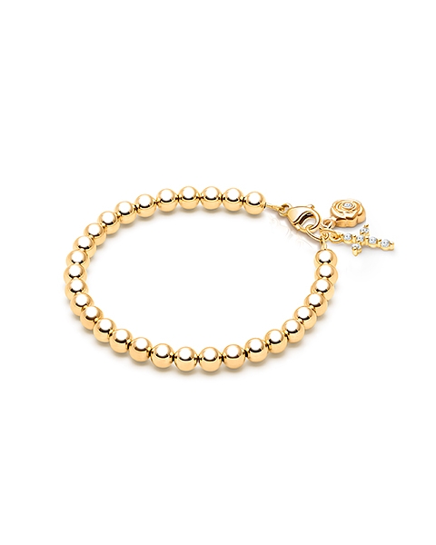 4mm Tiny Blessings Beads, First Holy Communion Beaded Bracelet for Girls - 14K Gold