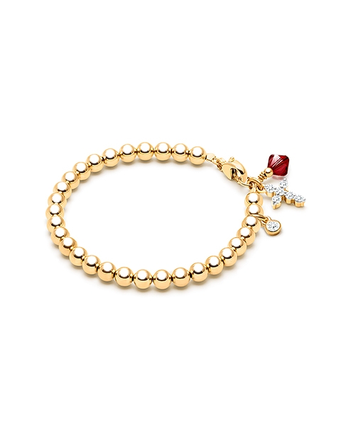 4mm Tiny Blessings Beads, Christening/Baptism Baby/Children&#039;s Beaded Bracelet for Boys - 14K Gold 