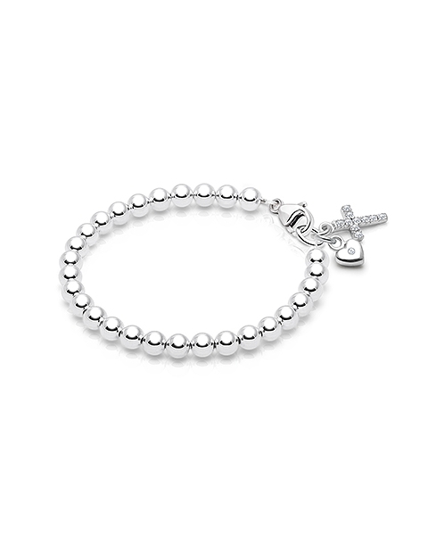 4mm Tiny Blessings Beads, Baby/Children&#039;s Beaded Bracelet for Boys- Sterling Silver