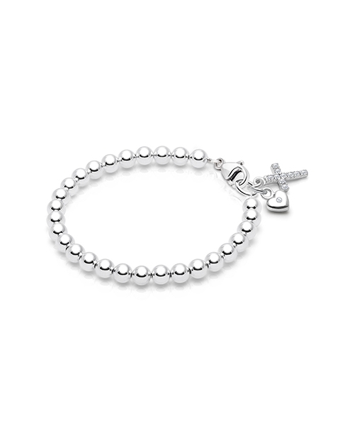 4mm Tiny Blessings Beads, Christening/Baptism Baby/Children&#039;s Beaded Bracelet for Boys - Sterling Silver