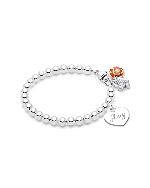 Solid Silver Tiny Blessings Beaded Bracelet for Teen Girls