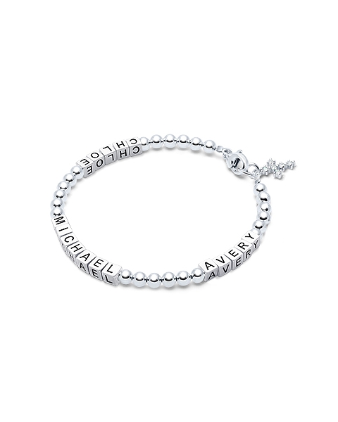 4mm Tiny Blessings Beads, Mother&#039;s Bracelet for Women (Personalize with Up To 3 Children&#039;s Names) - Sterling Silver