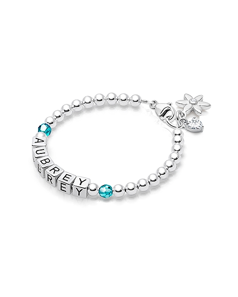 Letter Block Birthstone Bracelet for Girl