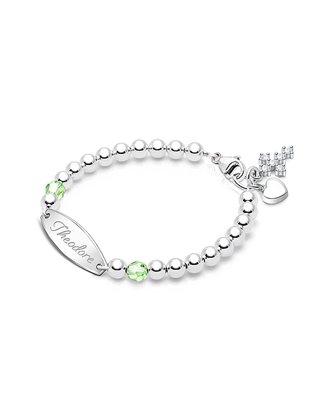 Tiny Blessings Birthstone, Baby/Children&#039;s Engraved Bracelet for Boys - Sterling Silver