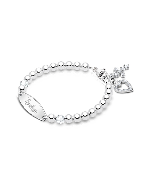 Birthstone Name Plaque Bracelet For Girls Baptism/Christening