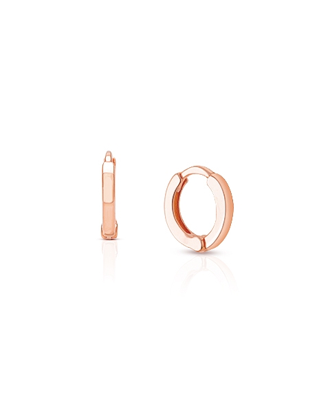 9mm Modern Huggie Hoops, Christening/Baptism Baby/Children&#039;s Earrings - 14K Rose Gold