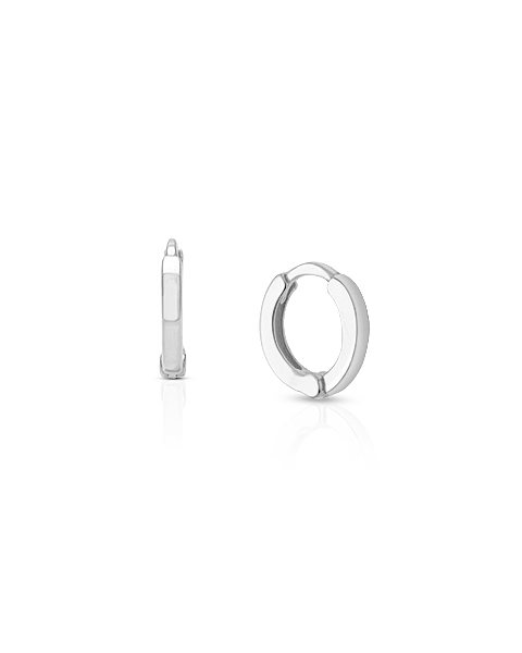 9mm Modern Huggie Hoops, Christening/Baptism Baby/Children&#039;s Earrings - 14K White Gold