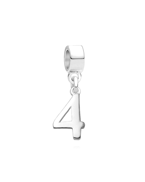 &quot;She&#039;s Turning Four &amp; So Much More!&quot; Silver #4 Birthday Charm for Girls