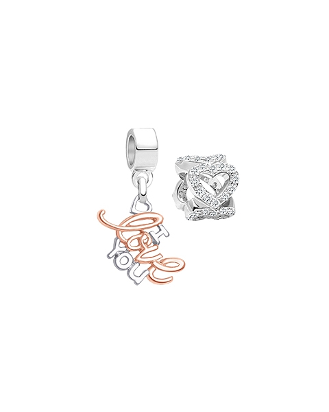 Adoré™ I Love You Charm Duo, Children&#039;s 2-Charm Collection Set for Girls - Sterling Silver