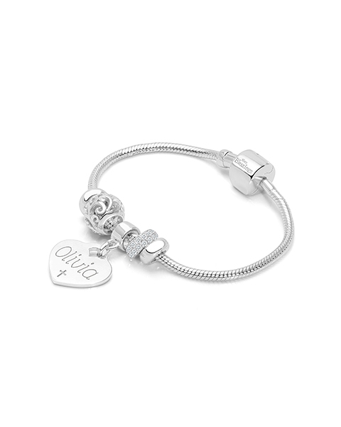 Adoré™ Starter Set, Christening/Baptism Baby/Children&#039;s Charm Bracelet for Girls - Sterling Silver
