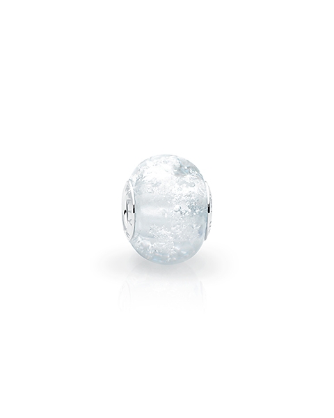 April Birthstone, Sterling Silver and Diamond Clear Murano Glass (Hand Made in Italy) - Children&#039;s Adoré™ Charm