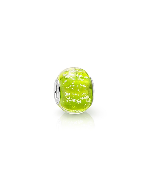 August Birthstone, Sterling Silver and Peridot Green Murano Glass (Hand Made in Italy) - Children&#039;s Adoré&trade; Charm