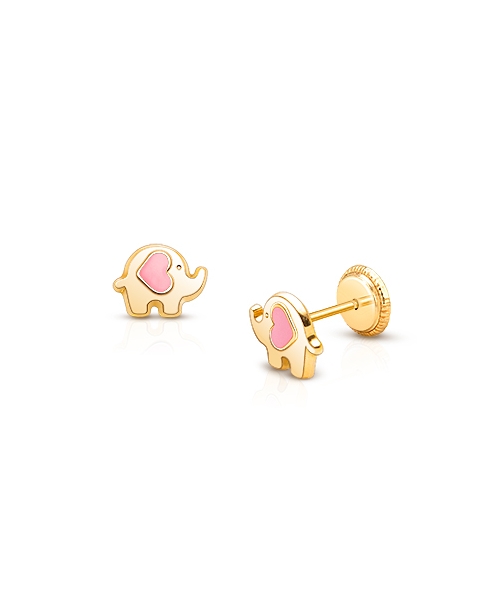 14K Gold Elephant Earrings for Kids