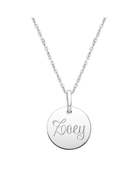 Baby Round, Engraved Children&#039;s Necklace for Girls (FREE Personalization) - Sterling Silver
