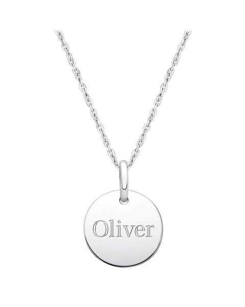 Baby Round, Engraved Children&#039;s Necklace for Boys (FREE Personalization) - Sterling Silver