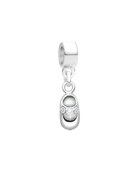 Baby Steps, Sterling Silver Baby Shoe with CZ&#039;s - Children&#039;s Adoré™ Dangle Charm