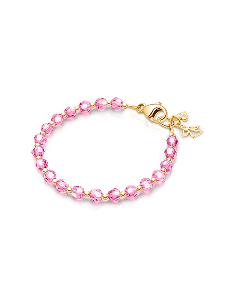 Birthstone Crystal, Baby/Children’s Beaded Bracelet for Girls (All 12 Birthstones Avail) - 14K Gold