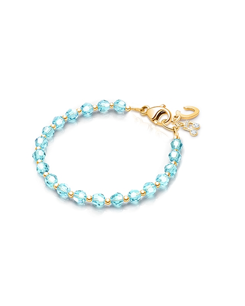 Birthstone Crystal, Baby/Children’s Beaded Bracelet for Boys (All 12 Birthstones Avail) - 14K Gold