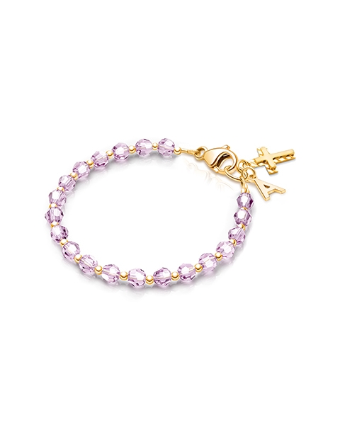 Teen&#039;s Birthstone Crystal Bracelet for Girls in the Month of january/february/march/april/may/june/july/august/september/october/november/december made with Solid 14K Gold