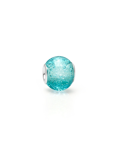 Blowing Bubbles, Sterling Silver and Light Blue Bubbled Glass - Adoré Charm