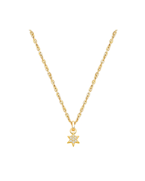 Born to Shine, Star with Genuine Diamonds Teen&#039;s Necklace for Girls - 14K Gold