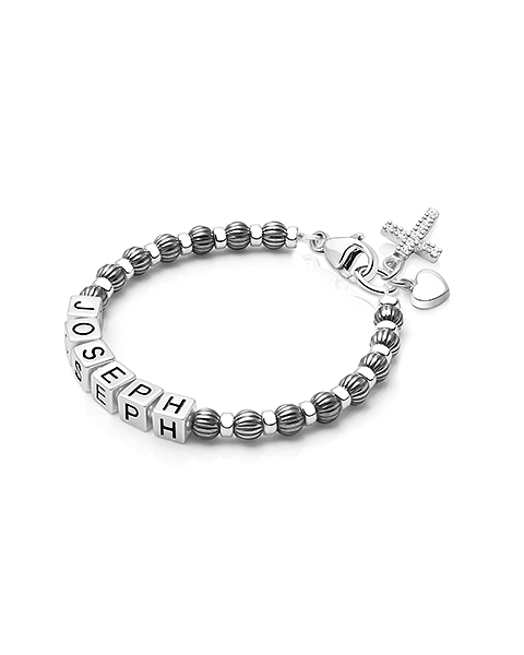 Boy&#039;s Oxidized Silver, Baby/Children&#039;s Name Bracelet - Sterling Silver