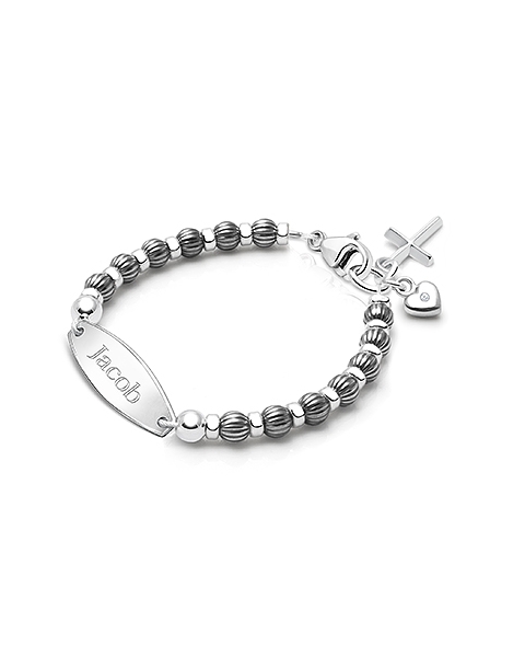 Boy&#039;s Oxidized Silver, Baby/Children&#039;s Engraved Bracelet - Sterling Silver