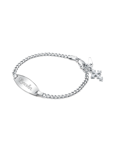 Classic Baby/Children&#039;s Engraved ID Bracelet for Boys - Sterling Silver