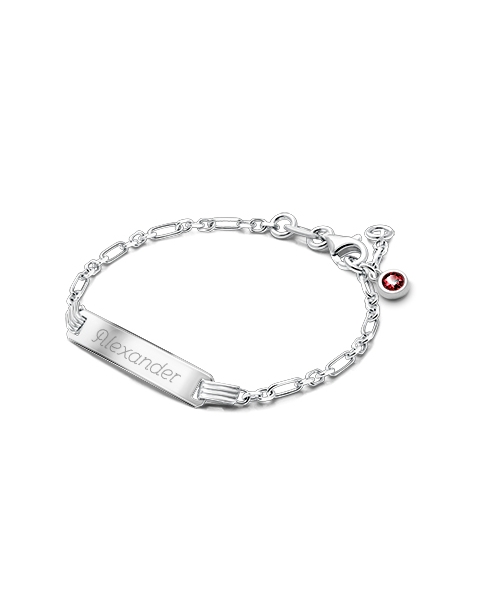 Modern Bar, Baby/Children&#039;s Engraved ID Bracelet for Boys - Sterling Silver