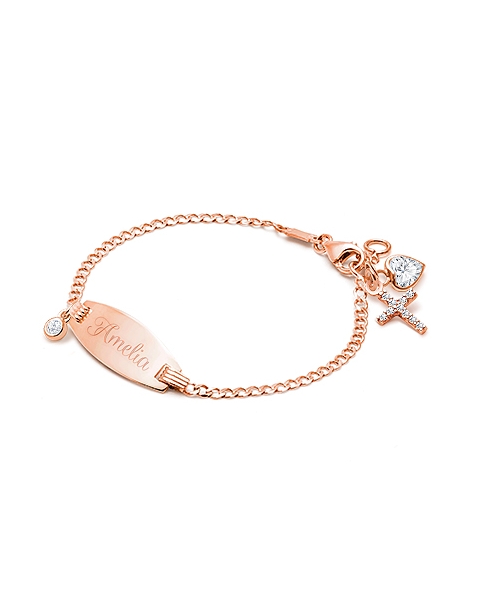 Classic Personally Engraved Rose Gold Bracelet for Girls Baptism/Christening