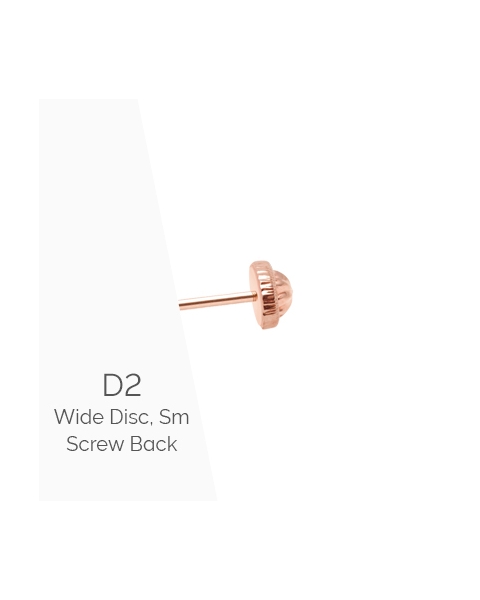 Earring Back (D2) Wide Disc, Small Screw Back - 14K Rose Gold