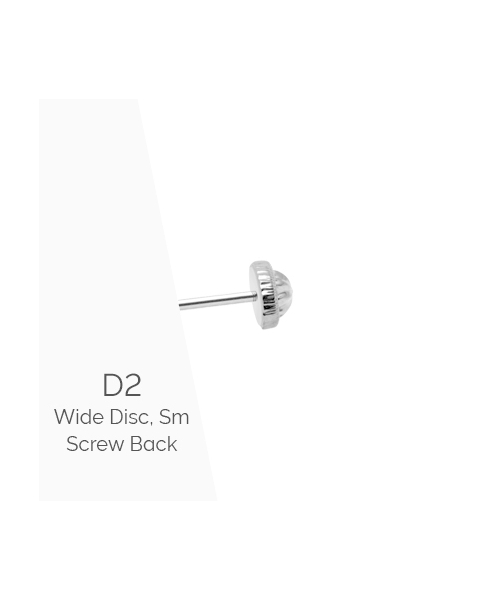 Earring Back (D2) Wide Disc, Small Screw Back - 14K White Gold