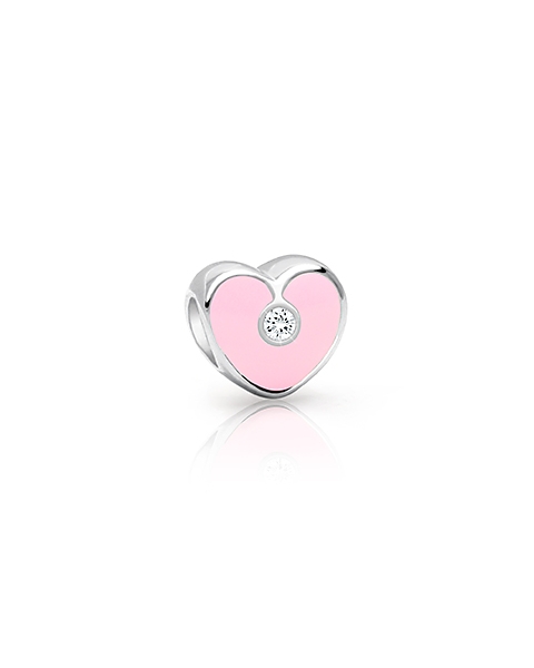 Daddy&#039;s Girl, Sterling Silver Heart with Light Pink Enamel and CZ - Children&#039;s Adoré™ Charm