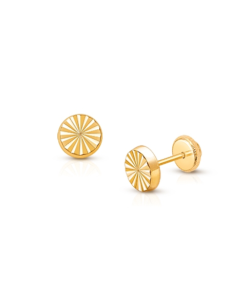 Diamond Cut Cutie, Baby/Children&#039;s Earrings, Screw Back - 14K Gold