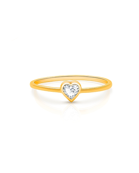 Solid 14k gold ring and genuine heart diamond