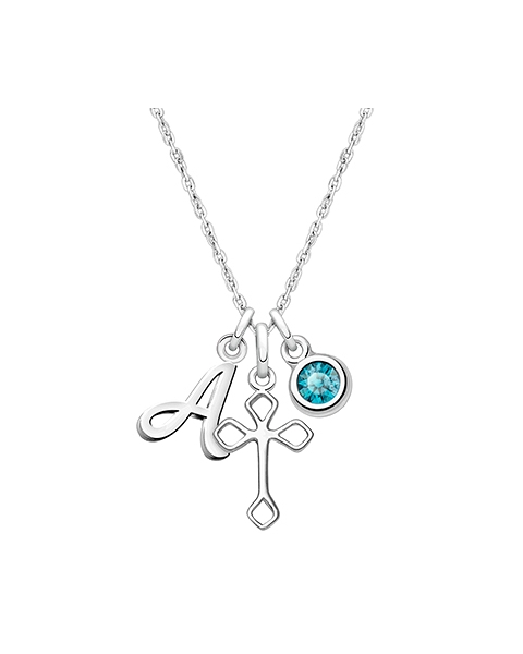Personalized Silver Cross Necklace for Girls