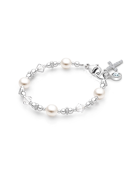 Diamonds and Pearls Bracelet for Girls First Holy Communion