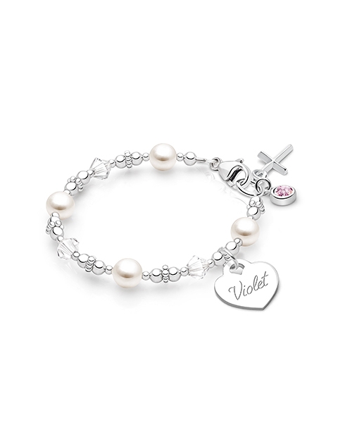 Bracelet for Communion with Pearls and Diamonds for Girls