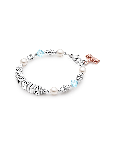 Diamonds and Pearls Name Bracelet for Teens