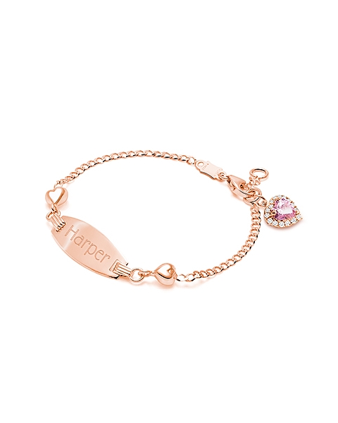 Personalized Rose Gold Name Bracelet with Hearts for Girl