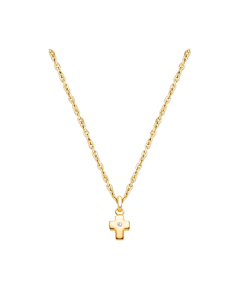 Forever in Faith Cross with Genuine Diamond, Children&#039;s Necklace for Boys - 14K Gold